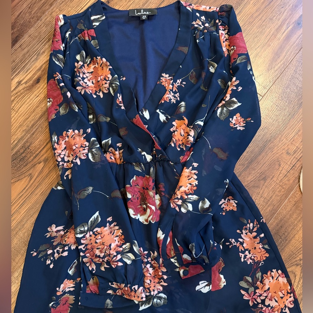 Lulu's Navy Floral Dress